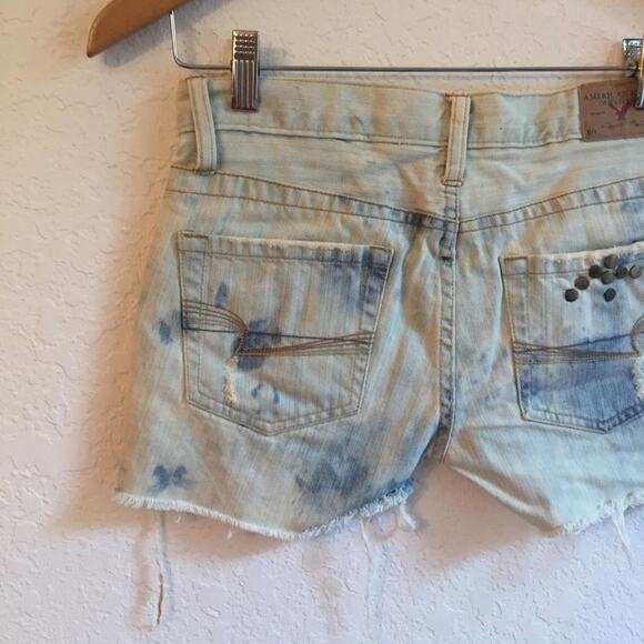 Vintage 2 Long Hipster Fit American Eagle hand tie dyed denim shorts low rise - Picture 6 of 8